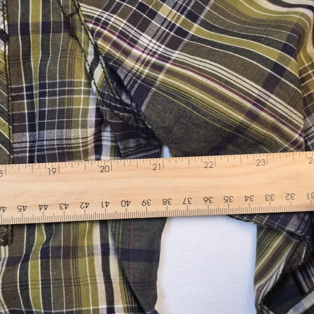 English Laundry Blaque Label Mens XL Plaid Button Down Shirt Olive Green Cotton